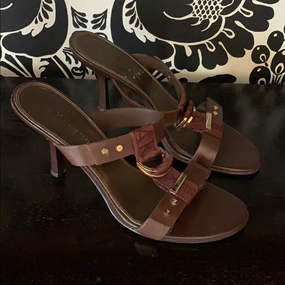 Anne Klein strappy sandals with gold accents